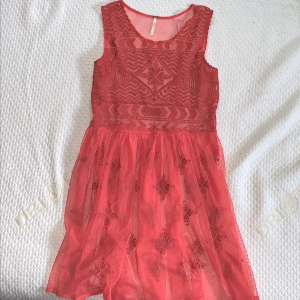Free people salmon colored embroidered dress